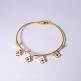 Golden Petal Evil Eye Adornment Bangle Bracelet