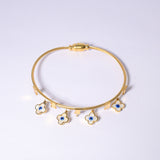 Golden Petal Evil Eye Adornment Bangle Bracelet
