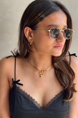 Bowed Bliss Gold Necklace & Earrings Set