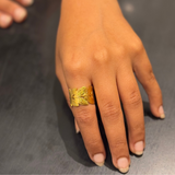 Aureate Flora Band Gold Leaf Ring