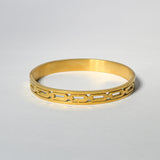 18K Gold Plated Stainless Steel Hinged Chain Pattern Bracelet for Women & Men