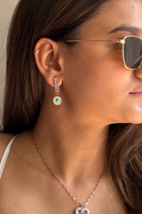 Evil Eye Charmed Gold and White Earrings