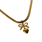 Bowed Bliss Gold Necklace & Earrings Set