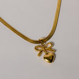 Bowed Bliss Gold Necklace & Earrings Set