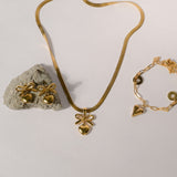 Bowed Bliss Gold Necklace & Earrings Set