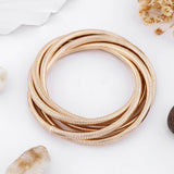 Stretch Coil Round Silver & Gold Bracelet