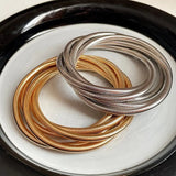 Stretch Coil Round Silver & Gold Bracelet