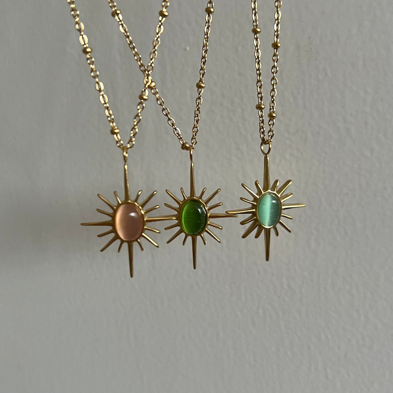 Dazzling Solar Gem Pendant Neckless