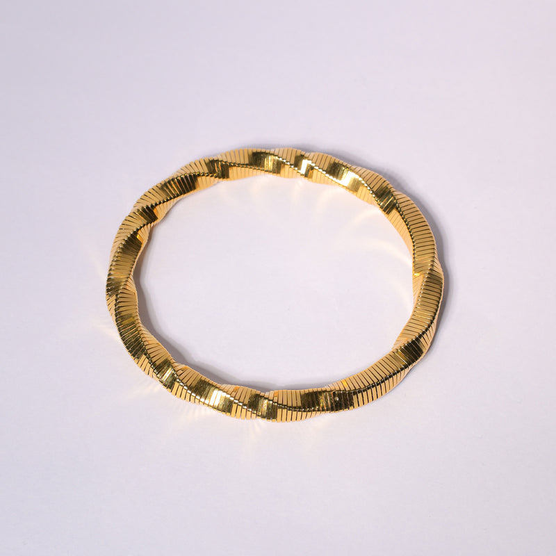 18K Gold Plated Winded Rope Anti Tarnish Flexible Bracelet For Women