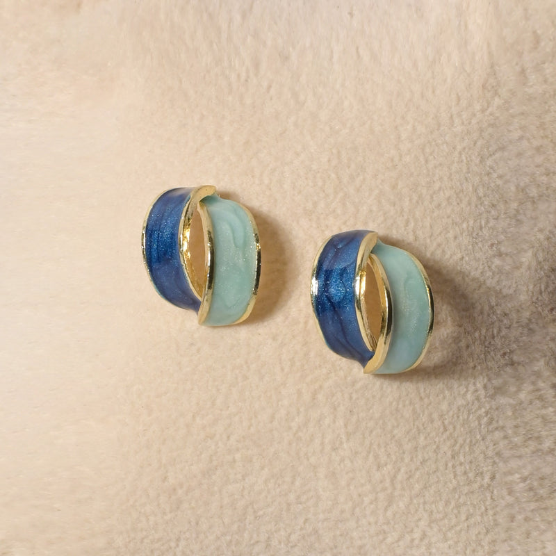 Opulent Blue & Gold Horizon Drops Hoops