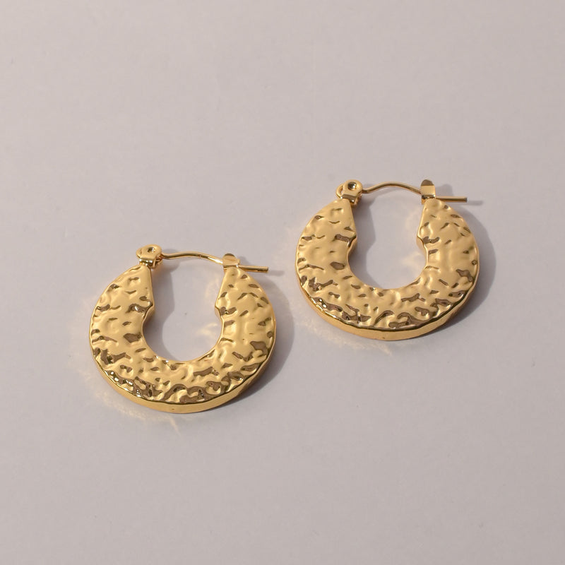 Gilded Artisan Hammered Hoops