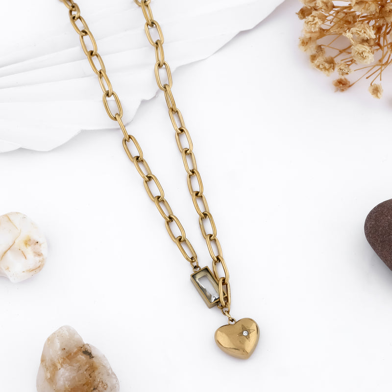 Luxe Heartstone Chain Necklace