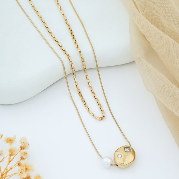 Divine Disc & Pearl Adornment Necklace